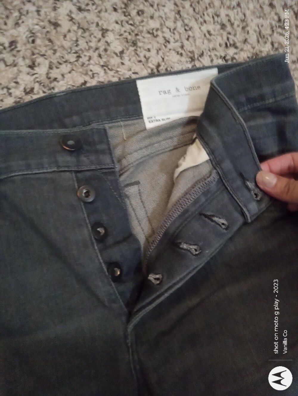 Anthropologie Rag & Bone Fit 1 Extra Slim Jean Skinny Grey Size 32 - Picture 5 of 10